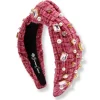 BC x Stylin Brunette - Maroon Tweed Headband with Blush Pink Crystals & Pearls-Brianna Cannon New