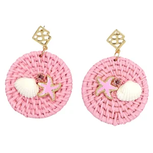 Beach House Rattan Earrings in Pink-Brianna Cannon Best