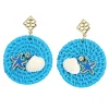 Beach House Rattan Earrings in Blue-Brianna Cannon Clearance