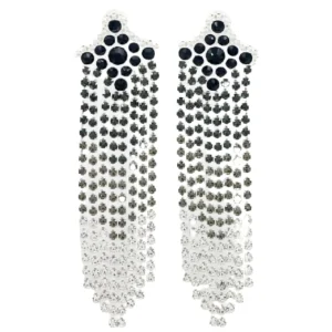 Black Ombre Crystal Cascade Earrings-Brianna Cannon Sale