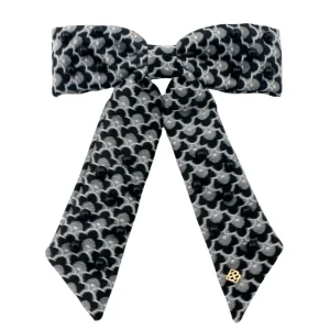 Black Scalloped Bow Barrette With Black Beads-Brianna Cannon Hot