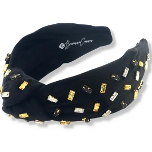 Black Velvet Headband with Confetti Crystals-Brianna Cannon Clearance