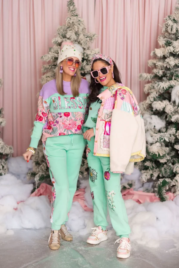 BLESSED Floral Fleece-Lined Sweatshirt-Brianna Cannon Hot