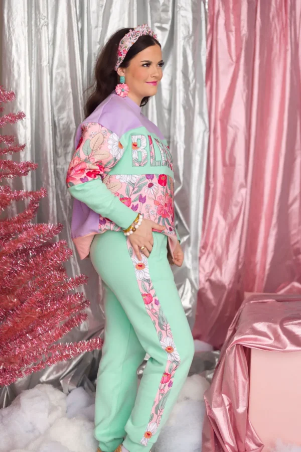 BLESSED Floral Fleece-Lined Sweatshirt-Brianna Cannon Hot