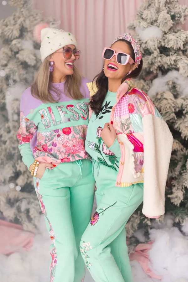 BLESSED Floral Fleece-Lined Sweatshirt-Brianna Cannon Hot