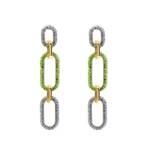 Blue & Green Crystal Link Drop Earrings-Brianna Cannon Discount