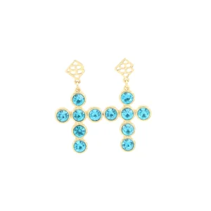 Blue Crystal Cross Earrings-Brianna Cannon Sale
