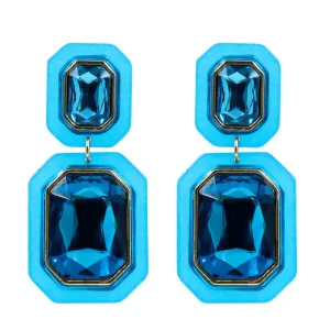 Blue Crystal Drop Earrings-Brianna Cannon Outlet