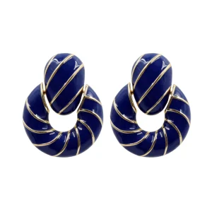 Blue Enamel Twist Earrings-Brianna Cannon Best