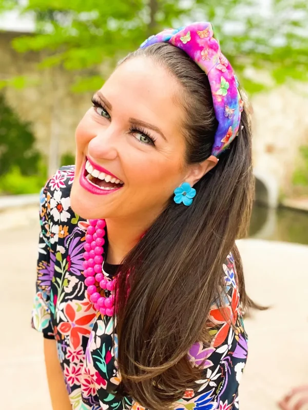 Blue Flower Stud with Logo-Brianna Cannon Sale