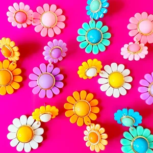 Blue May Flowers Double Drop Earrings-Brianna Cannon New