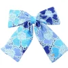 Blue Mosaic Lace Flowers Bow Barrette-Brianna Cannon Fashion