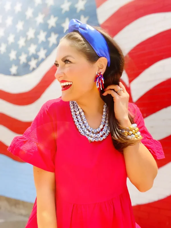Blue Puff Metallic Knotted Headband-Brianna Cannon Hot