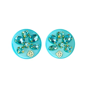 Blue Resin Dot Studs with Blue Crystals-Brianna Cannon Fashion