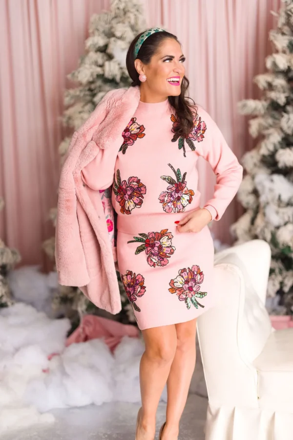 Blushing Pink Floral Sweater-Brianna Cannon Sale