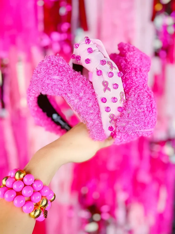 Breast Cancer Awareness Headband with Pink Stones and Charms-Brianna Cannon Clearance