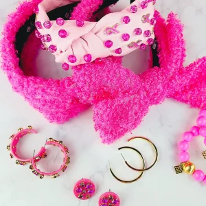 Breast Cancer Awareness Headband with Pink Stones and Charms-Brianna Cannon Clearance