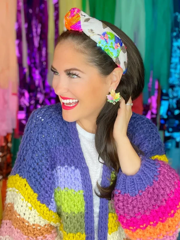 Bright Floral Sequin Knotted Headband-Brianna Cannon Best