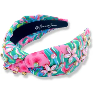 Bright Spring Floral Headband with Pink Flower Crystals-Brianna Cannon Sale