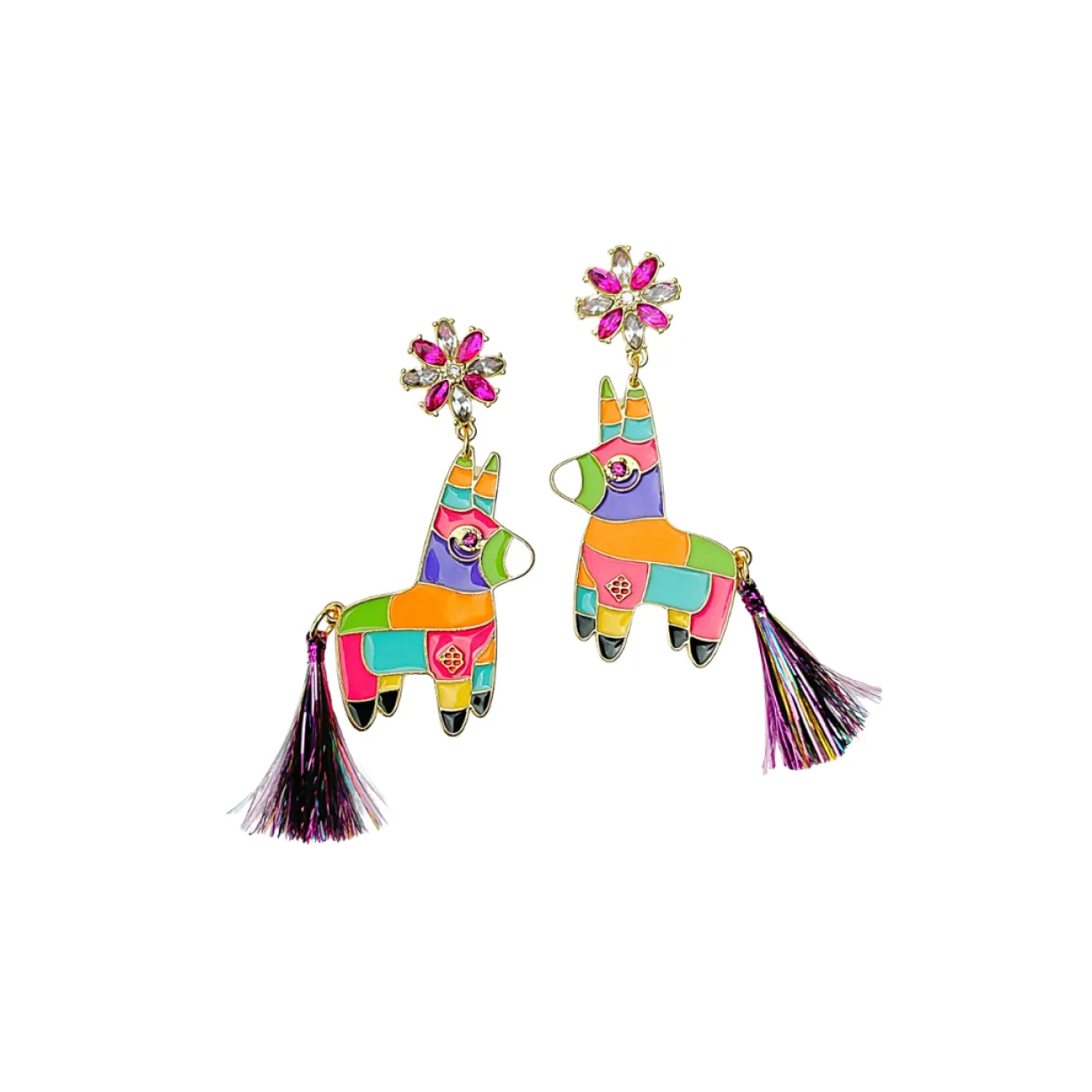 burro_piata_earrings_with_0.webp Burro Piñata Earrings with Metallic Tassel Tail-Brianna Cannon New