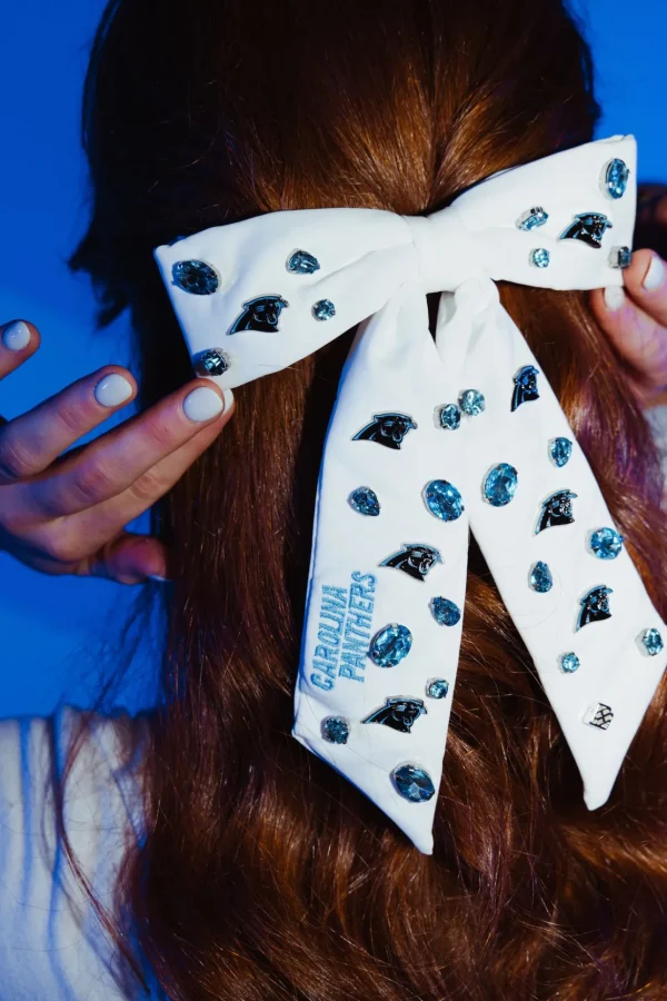 Carolina Panthers White Bow Barrette-Brianna Cannon Hot