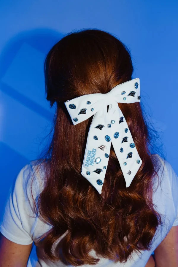 Carolina Panthers White Bow Barrette-Brianna Cannon Hot