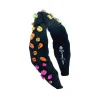 Child Size Black Rainbow Gradient Headband With Hand-Sewn Crystals-Brianna Cannon Hot