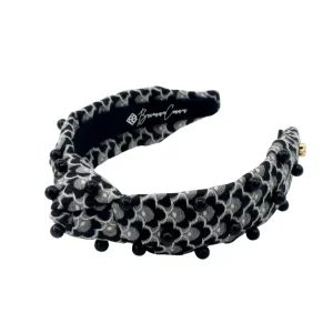 Child Size Black Scalloped Headband with Black Beads-Brianna Cannon Best