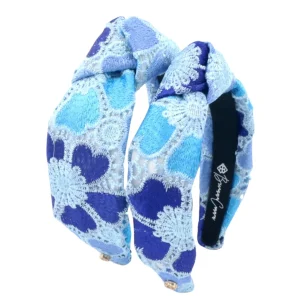 Child Size Blue Mosaic Lace Flowers Headband-Brianna Cannon Outlet