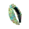 Child Size Bright Green Brocade Headband with Pink and Blue-Brianna Cannon Hot