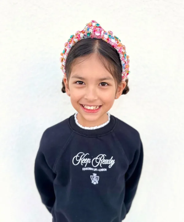 Child Size Bubblegum Tweed Headband with Crystals-Brianna Cannon Online