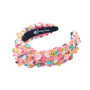 Child Size Bubblegum Tweed Headband with Crystals-Brianna Cannon Online