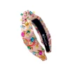 Child Size Colorful Floral Brocade Headband with Multicolor Crystals-Brianna Cannon Outlet