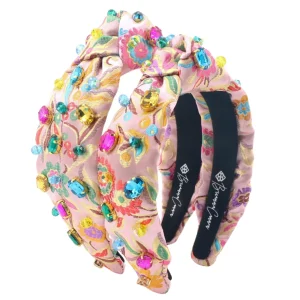 Child Size Colorful Floral Brocade Headband with Multicolor Crystals-Brianna Cannon Outlet