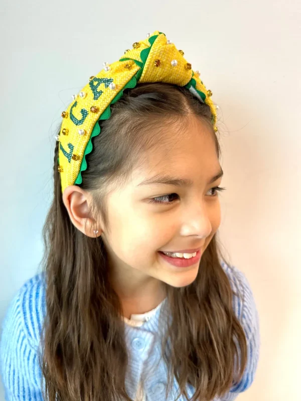 Child Size Cross-stitch LCA Headband With Pearls and Crystals-Brianna Cannon Outlet