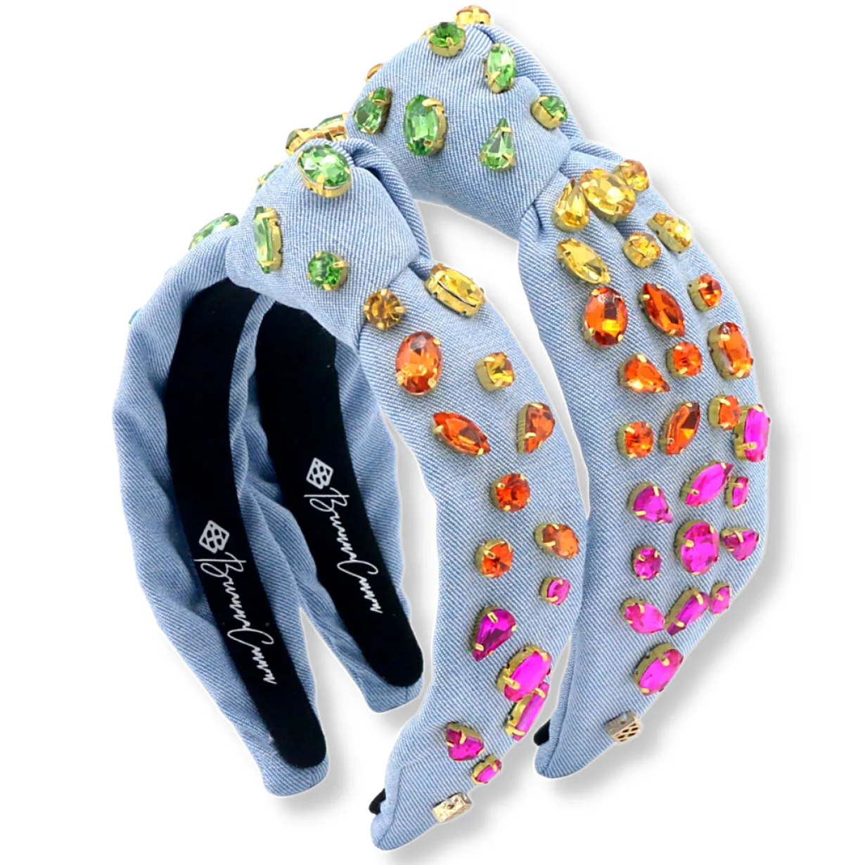 child_size_denim_headband_0.webp Child Size Denim Headband with Rainbow Gradient Hand-Sewn Crystals-Brianna Cannon Discount