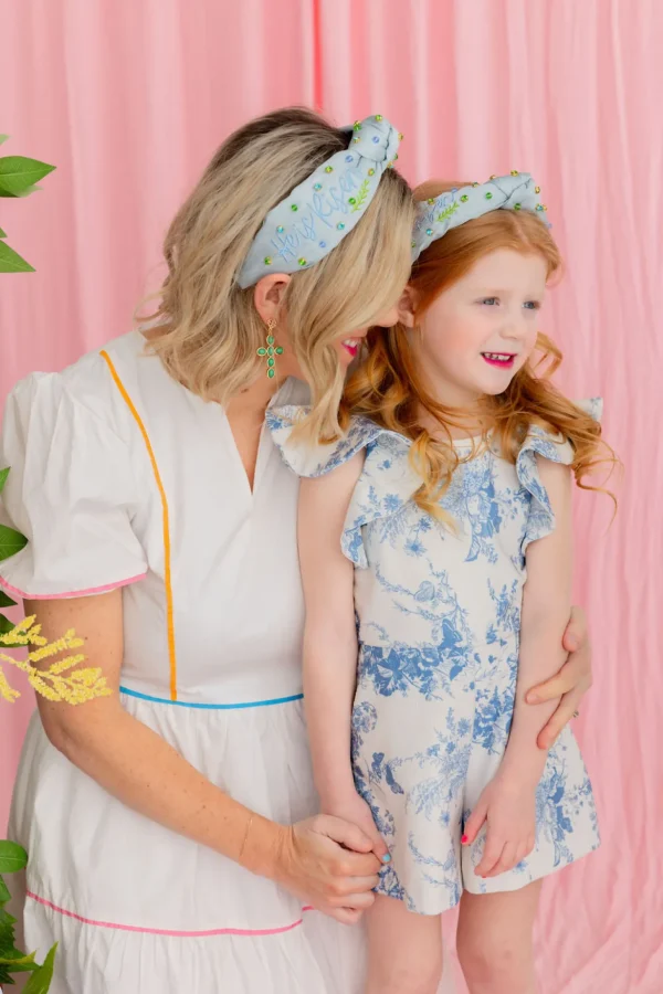 Child Size Embroidered He is Risen Headband with Crystals-Brianna Cannon Fashion