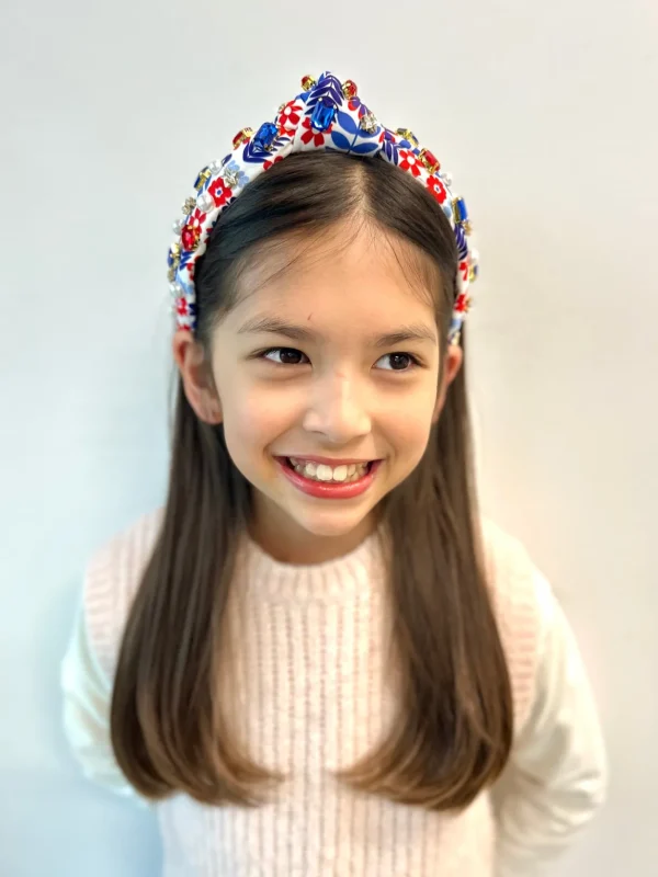 Child Size Floral Americana Headband With Crystals & Pearls-Brianna Cannon Discount