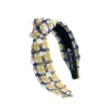 Child Size Gold & Navy Gingham PCA Logo Headband With Pearls-Brianna Cannon Sale