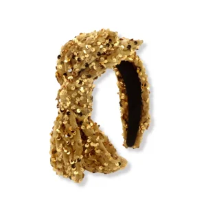 Child Size Gold Sequin Side Bow Headband-Brianna Cannon Outlet
