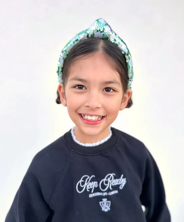 Child Size Green Iridescent Sequin Headband-Brianna Cannon Hot