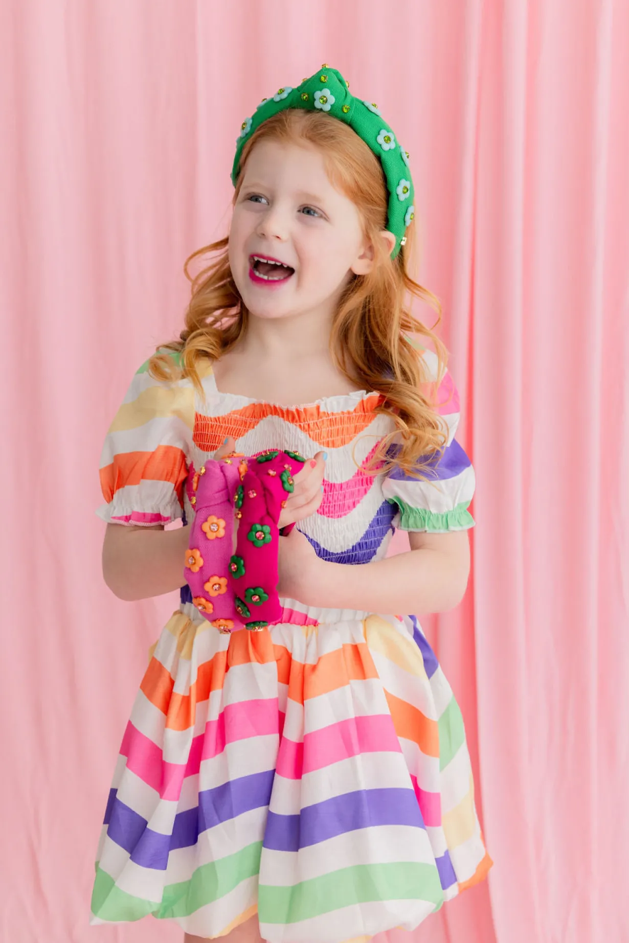 child_size_green_twill_he_3.webp Child Size Green Twill Headband with Blue Flowers-Brianna Cannon Clearance
