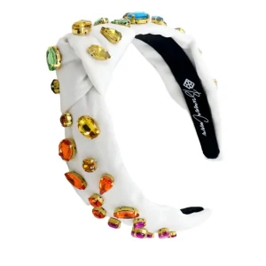 Child Size Ivory Headband with Rainbow Gradient Hand-Sewn Crystals-Brianna Cannon Discount