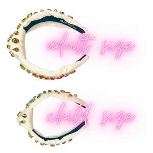 Child Size Ivory Headband with Rainbow Gradient Hand-Sewn Crystals-Brianna Cannon Discount