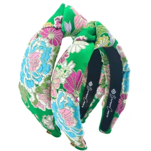 Child Size Kelly Green Floral Silk Headband-Brianna Cannon Best