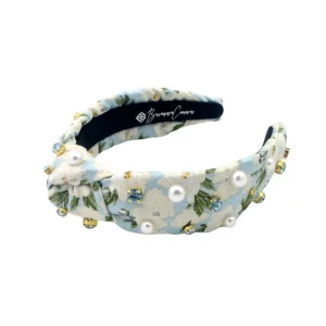 Child Size Light Blue & White Floral Headband with Crystals & Pearls-Brianna Cannon Clearance