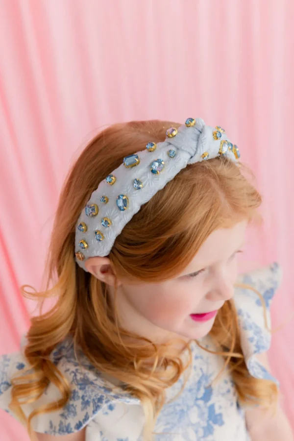 Child Size Light Blue Textured Headband with Crystals-Brianna Cannon Best