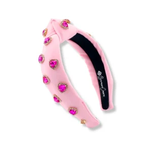 Child Size Light Pink Headband with Hot Pink Pavé Crystal Hearts-Brianna Cannon Sale