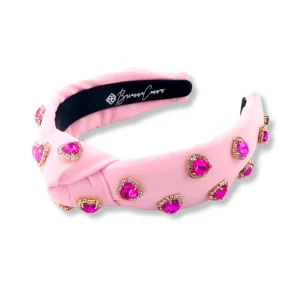 Child Size Light Pink Headband with Hot Pink Pavé Crystal Hearts-Brianna Cannon Sale