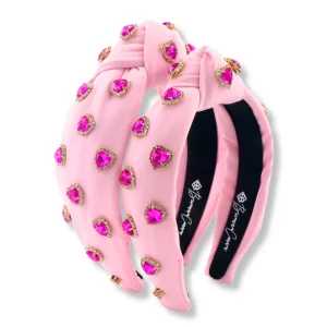 Child Size Light Pink Headband with Hot Pink Pavé Crystal Hearts-Brianna Cannon Sale